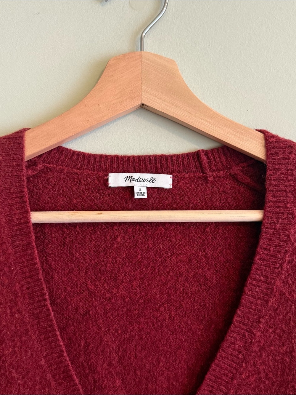 Madewell Deep Burgundy Crossover V-Neck Sweater - Picture 2 of 3